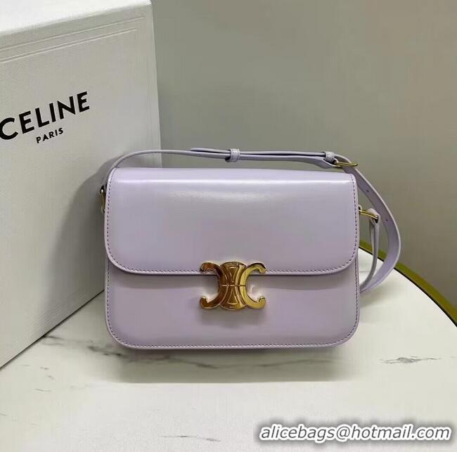 Buy Discount Celine TEEN TRIOMPHE BAG IN SHINY Original CALFSKIN MINERAL 188423 Light Purple