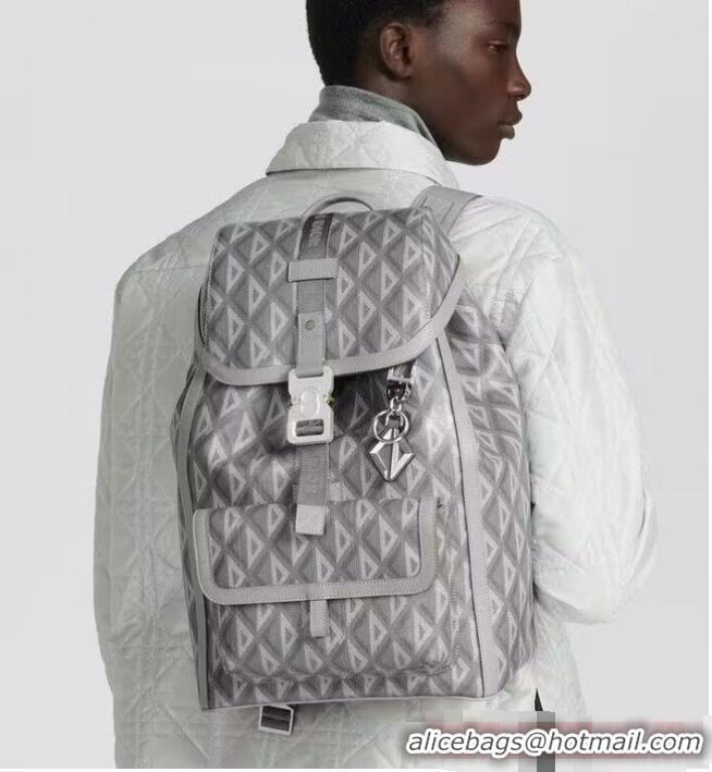 Promotional DIOR HIT THE ROAD BACKPACK Dior Gray CD Diamond Canvas and Smooth Calfskin 1ESBA021CD