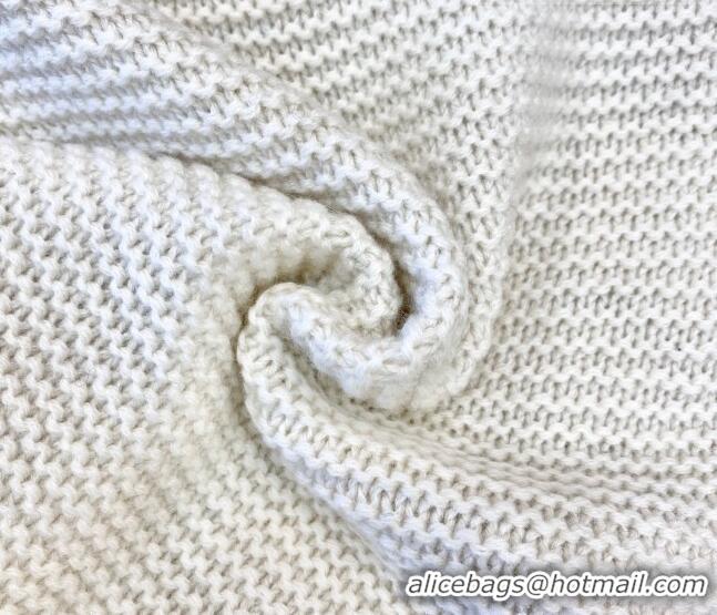 Buy Inexpensive Chanel Knit Scarf 013179 White 1/Black 2023