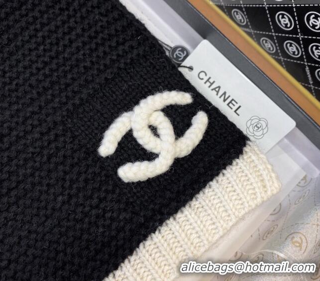 Buy Inexpensive Chanel Knit Scarf 013179 White 1/Black 2023