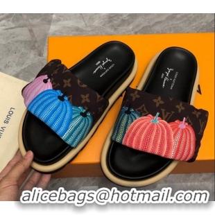 Purchase Louis Vuitton Pumpkin Pool Pillow Flat Comfort Slide Sandals Brown Monogram 607114