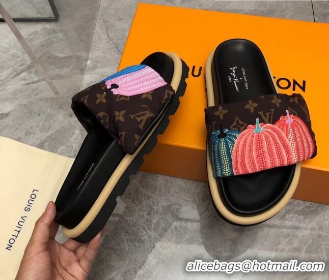 Purchase Louis Vuitton Pumpkin Pool Pillow Flat Comfort Slide Sandals Brown Monogram 607114