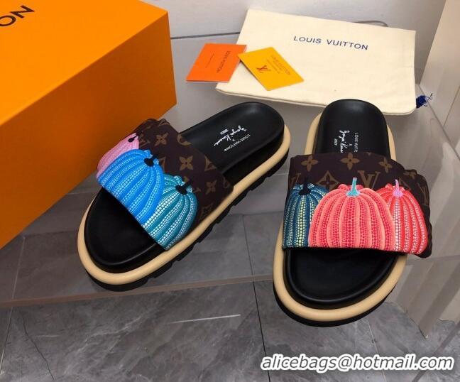 Purchase Louis Vuitton Pumpkin Pool Pillow Flat Comfort Slide Sandals Brown Monogram 607114