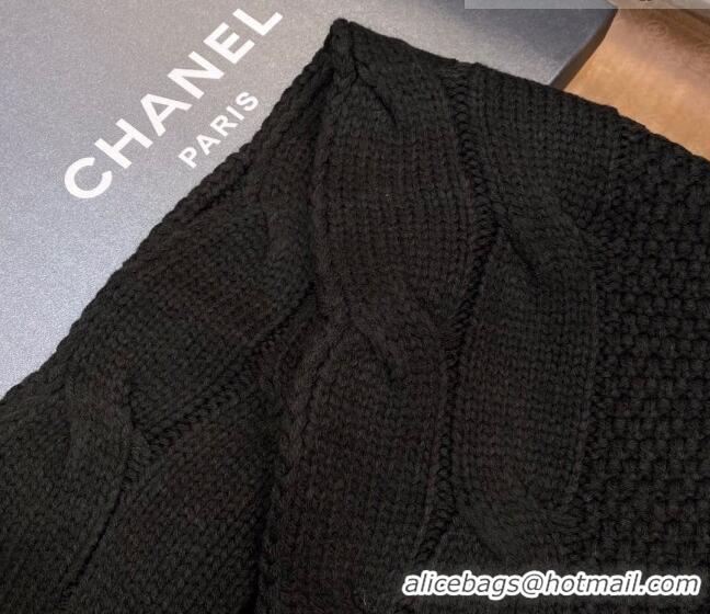 Promotional Chanel Knit Scarf 35x255cm 013180 Black 2023