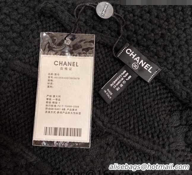 Promotional Chanel Knit Scarf 35x255cm 013180 Black 2023