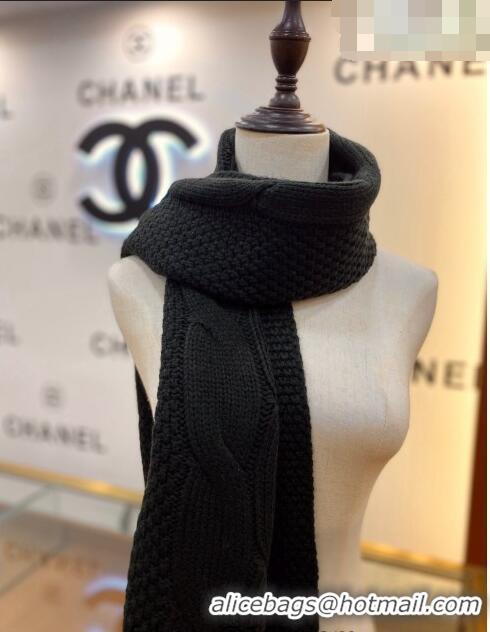 Promotional Chanel Knit Scarf 35x255cm 013180 Black 2023