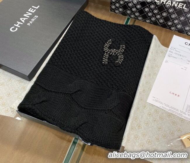 Promotional Chanel Knit Scarf 35x255cm 013180 Black 2023