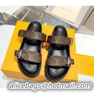 Cheap Price Louis Vuitton Bom Dia Flat Comfort Slide Sandals in Monogram Canvas 607115