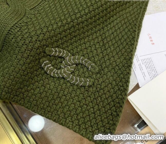 Reasonable Price Chanel Knit Scarf 35x255cm 013180 Green 2023