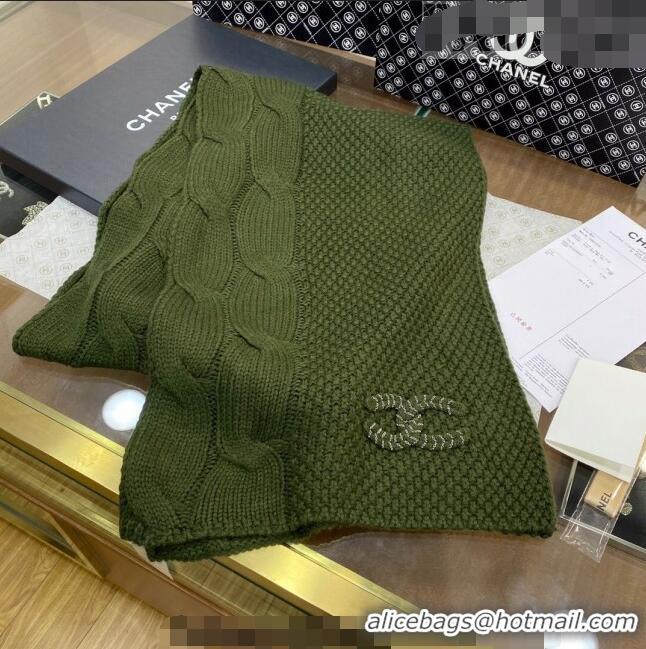 Reasonable Price Chanel Knit Scarf 35x255cm 013180 Green 2023