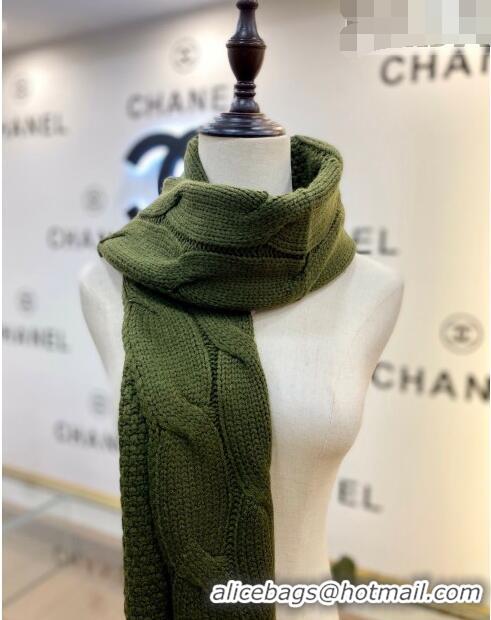 Reasonable Price Chanel Knit Scarf 35x255cm 013180 Green 2023