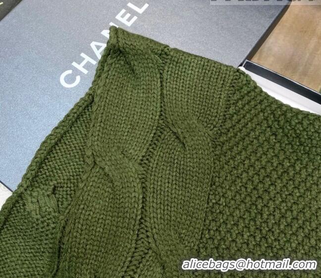 Reasonable Price Chanel Knit Scarf 35x255cm 013180 Green 2023