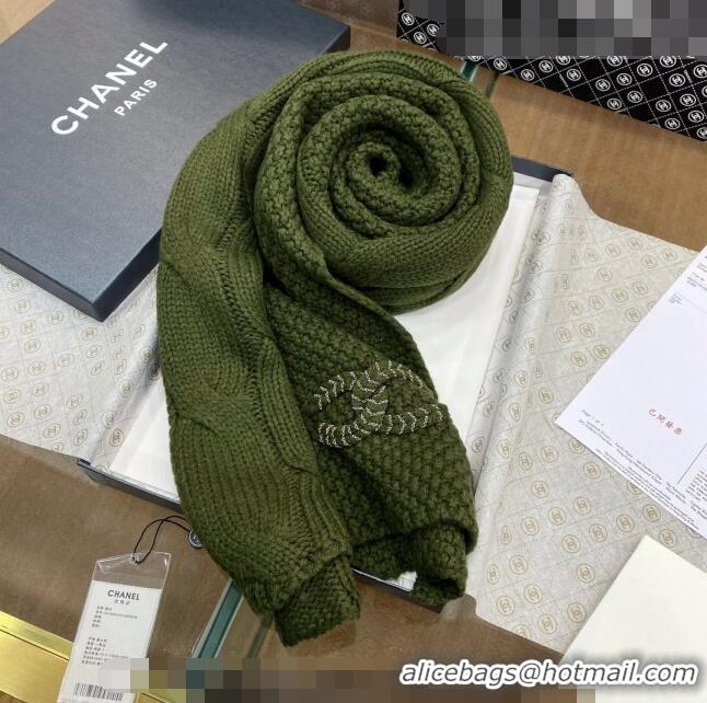 Reasonable Price Chanel Knit Scarf 35x255cm 013180 Green 2023