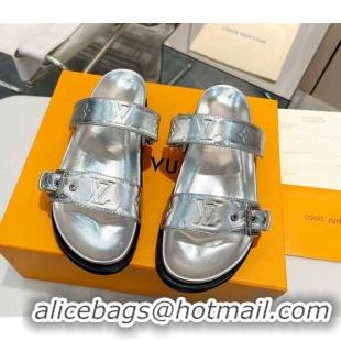 Best Grade Louis Vuitton Bom Dia Flat Comfort Slide Sandals in Monogram Leather Silver 607116