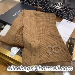 Unique Grade Chanel Knit Scarf 35x255cm 013180 Brown 2023