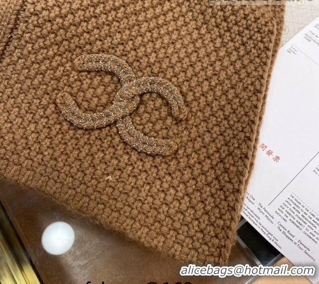 Unique Grade Chanel Knit Scarf 35x255cm 013180 Brown 2023