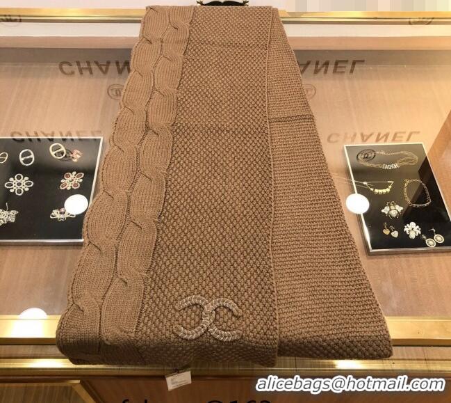 Unique Grade Chanel Knit Scarf 35x255cm 013180 Brown 2023