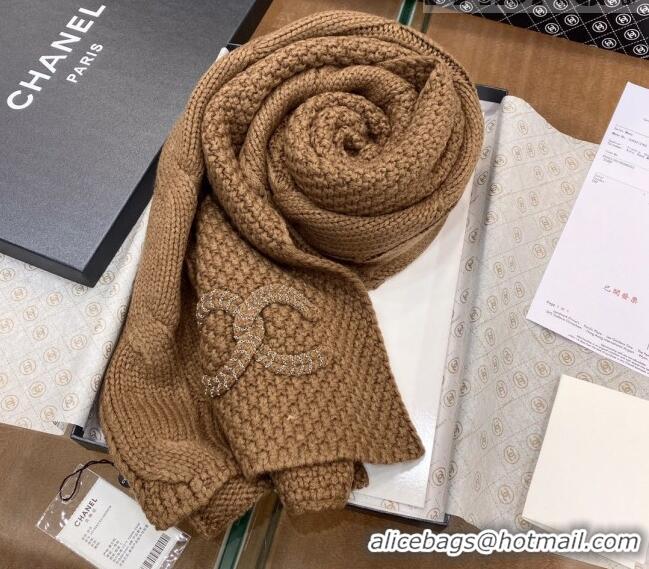 Unique Grade Chanel Knit Scarf 35x255cm 013180 Brown 2023