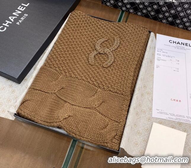 Unique Grade Chanel Knit Scarf 35x255cm 013180 Brown 2023