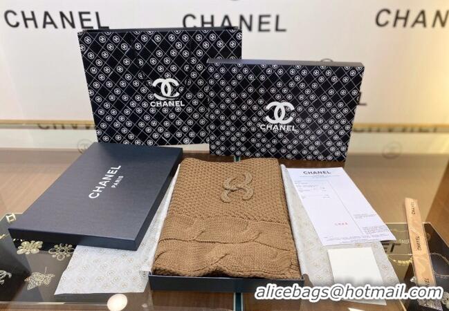 Unique Grade Chanel Knit Scarf 35x255cm 013180 Brown 2023