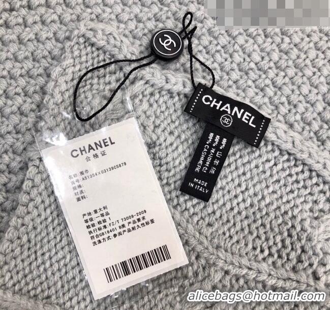 Buy Discount Chanel Knit Scarf 35x255cm 013180 Light Grey 2023