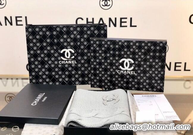 Buy Discount Chanel Knit Scarf 35x255cm 013180 Light Grey 2023