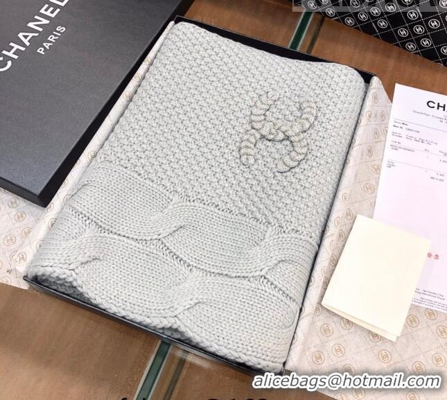 Buy Discount Chanel Knit Scarf 35x255cm 013180 Light Grey 2023