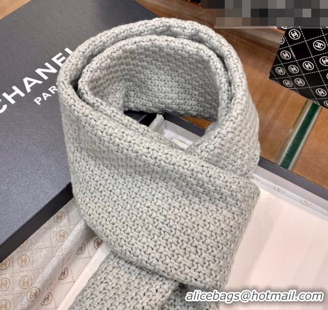 Buy Inexpensive Chanel Knit Scarf 30x190cm 013185 Light Grey 2023