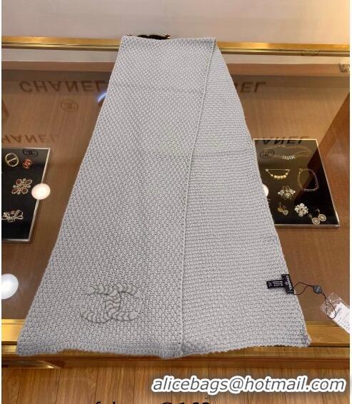 Buy Inexpensive Chanel Knit Scarf 30x190cm 013185 Light Grey 2023