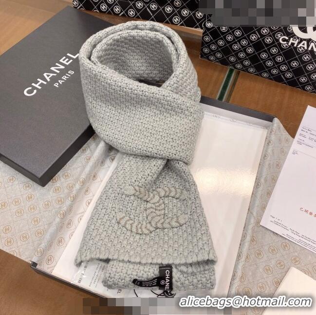 Buy Inexpensive Chanel Knit Scarf 30x190cm 013185 Light Grey 2023