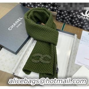 Buy Inexpensive Chanel Knit Scarf 30x190cm 013185 Green 2023