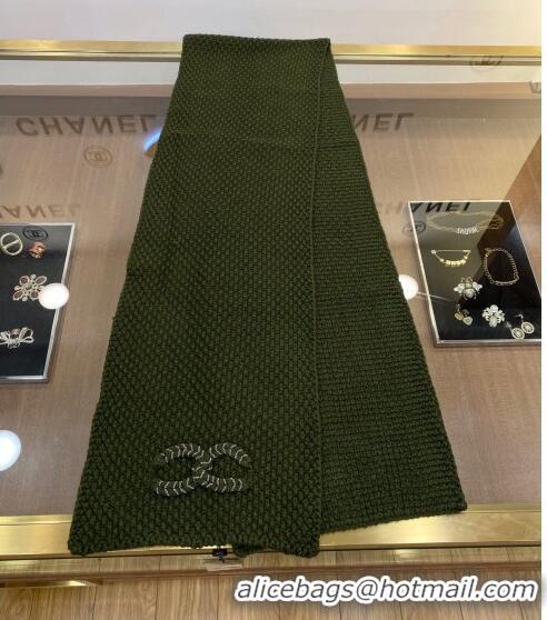 Buy Inexpensive Chanel Knit Scarf 30x190cm 013185 Green 2023