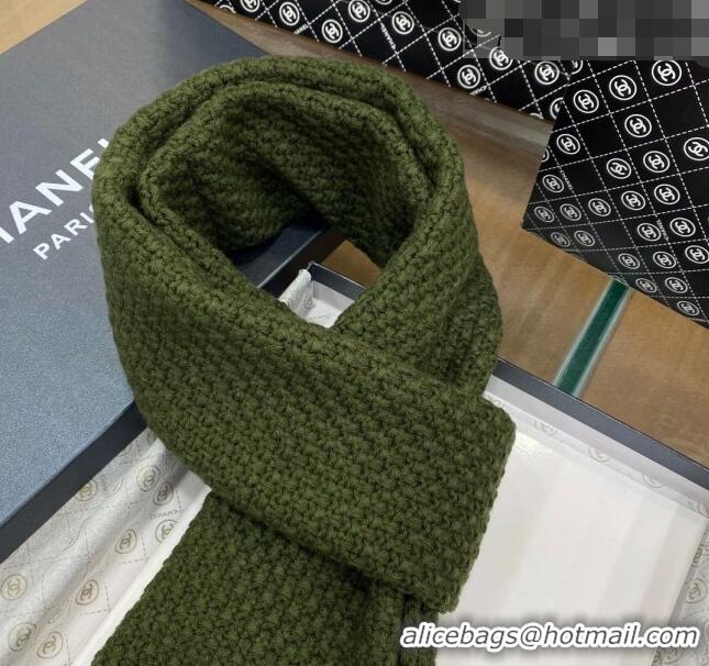 Buy Inexpensive Chanel Knit Scarf 30x190cm 013185 Green 2023