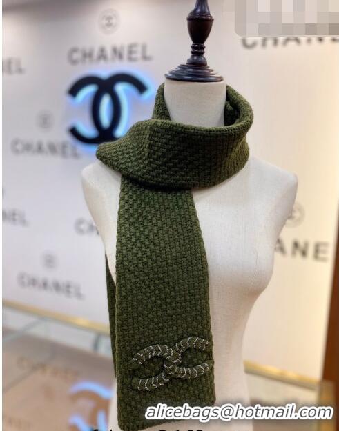 Buy Inexpensive Chanel Knit Scarf 30x190cm 013185 Green 2023