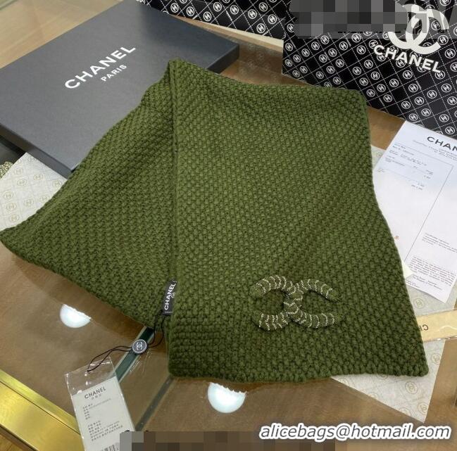 Buy Inexpensive Chanel Knit Scarf 30x190cm 013185 Green 2023