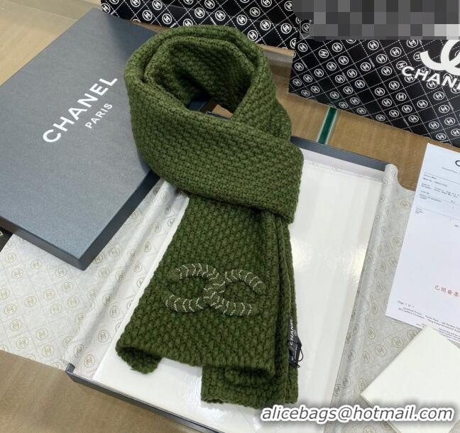 Buy Inexpensive Chanel Knit Scarf 30x190cm 013185 Green 2023