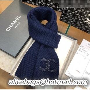 Reasonable Price Chanel Knit Scarf 30x190cm 013185 Navy Blue 2023