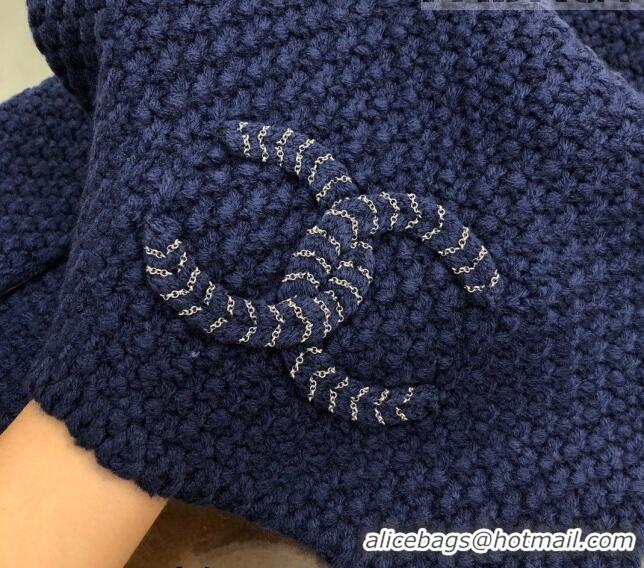 Reasonable Price Chanel Knit Scarf 30x190cm 013185 Navy Blue 2023