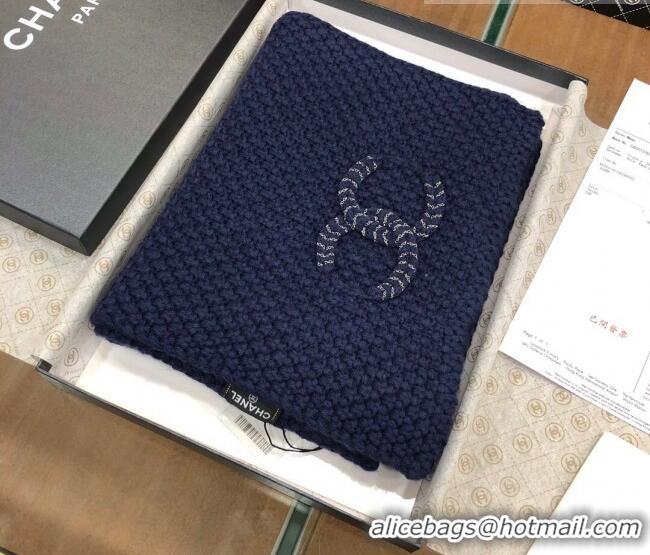 Reasonable Price Chanel Knit Scarf 30x190cm 013185 Navy Blue 2023