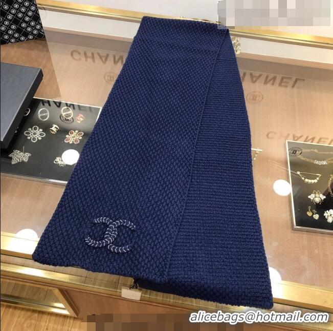 Reasonable Price Chanel Knit Scarf 30x190cm 013185 Navy Blue 2023