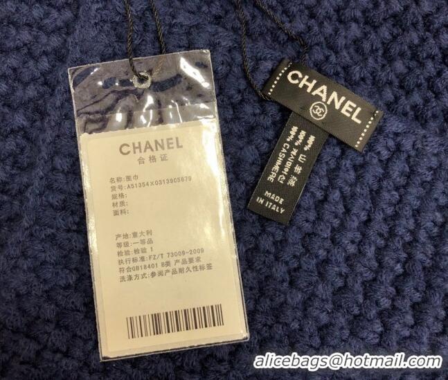 Reasonable Price Chanel Knit Scarf 30x190cm 013185 Navy Blue 2023