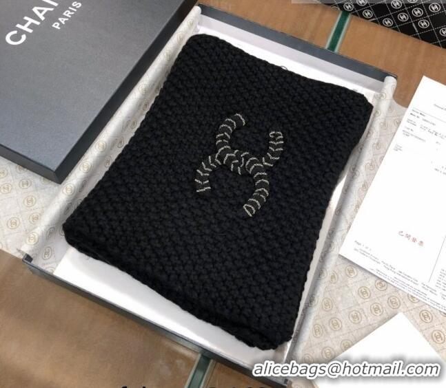 Top Design Chanel Knit Scarf 30x190cm 013185 Black 2023