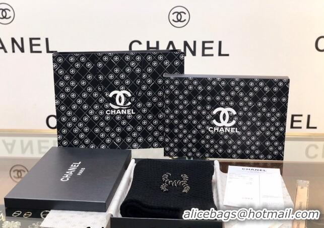 Top Design Chanel Knit Scarf 30x190cm 013185 Black 2023