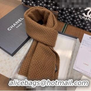 Super Quality Chanel Knit Scarf 30x190cm 013185 Brown 2023