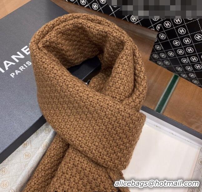 Super Quality Chanel Knit Scarf 30x190cm 013185 Brown 2023