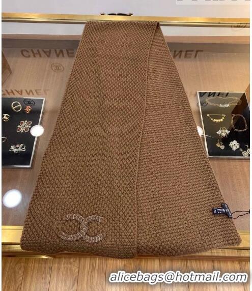 Super Quality Chanel Knit Scarf 30x190cm 013185 Brown 2023