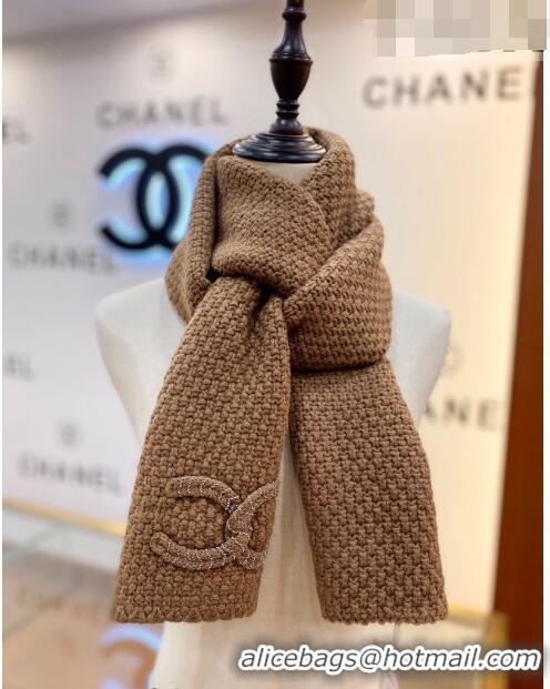 Super Quality Chanel Knit Scarf 30x190cm 013185 Brown 2023