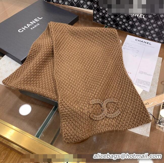 Super Quality Chanel Knit Scarf 30x190cm 013185 Brown 2023