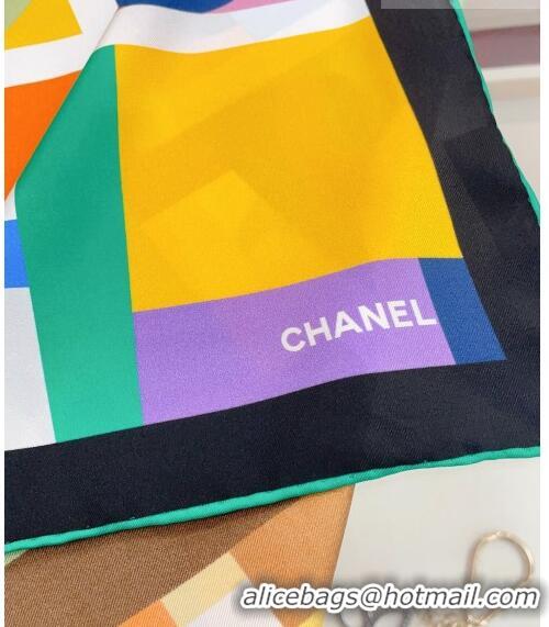 Best Quality Chanel Silk Square Scarf 90cm 021589 Yellow/Multicolor 2023