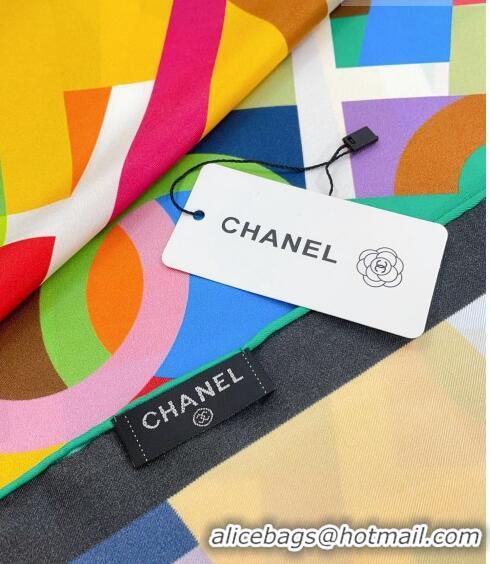 Best Quality Chanel Silk Square Scarf 90cm 021589 Yellow/Multicolor 2023